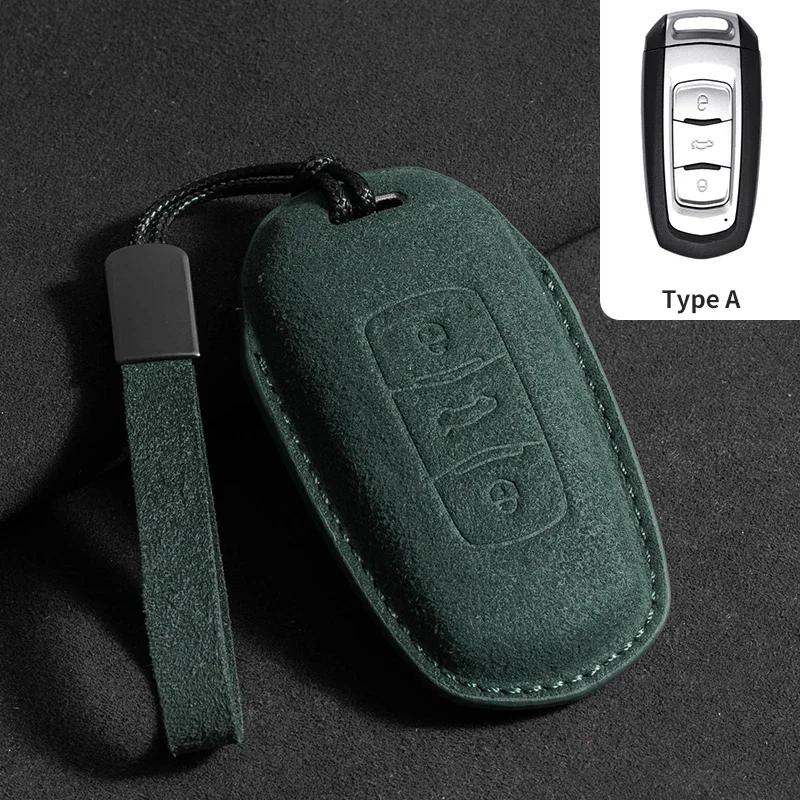Suede Car Key Case Cover Protector Shell For Geely Coolray X6 X7 EX7 2024 Geometry C Emgrand UV GT GC9 Auto Styling Fob Holder