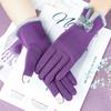 Warm gloves autumn and winter women's bow thickened fleece cold-proof outdoor riding non-inverted fleece touch screen gloves