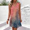 Women Bohemian Summer Sleeveless Printed Holiday One Piece Dress