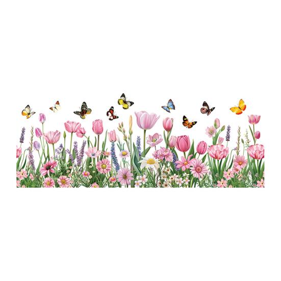 3 Pcs Flower Wall Decals Watercolor Wildflower Grass Butterflies Wall Stickers Peel And Stick Wall Art Decor for Girls Bedroom