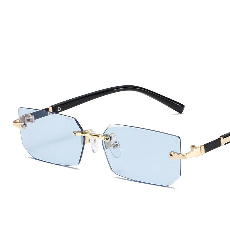 Trendy sluneční brýle bez obrouček pro muže Dámské Módní Bezrámové obdélníkové sluneční brýle Retro stínítka Letní cestovní brýle UV400