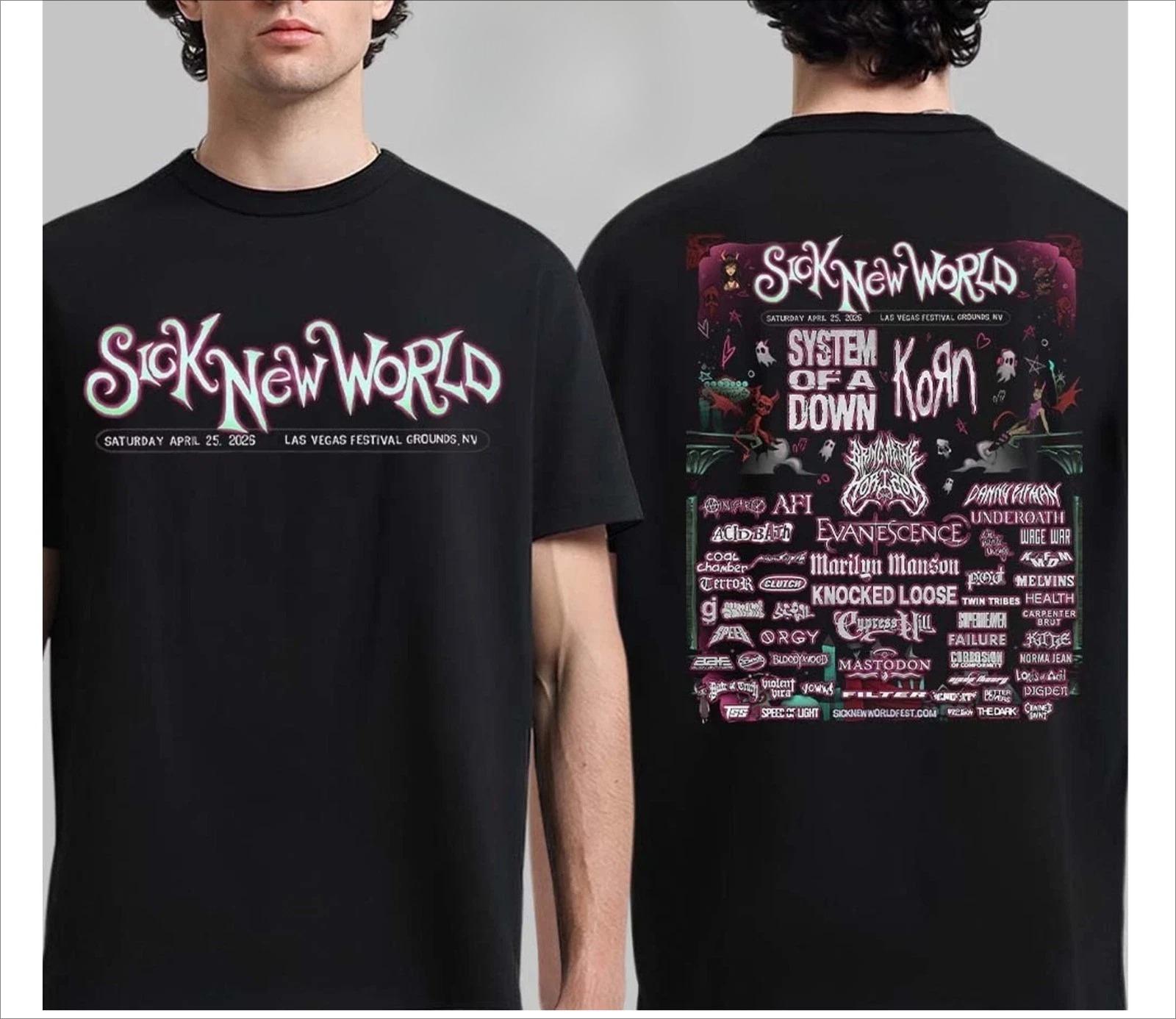 

SALE Sick New World Festival 2026 Lineup in Las Vegas NV April 25 2026 T-Shirt High-end Luxury Is for Both Men and Women Top Y2k 4XL