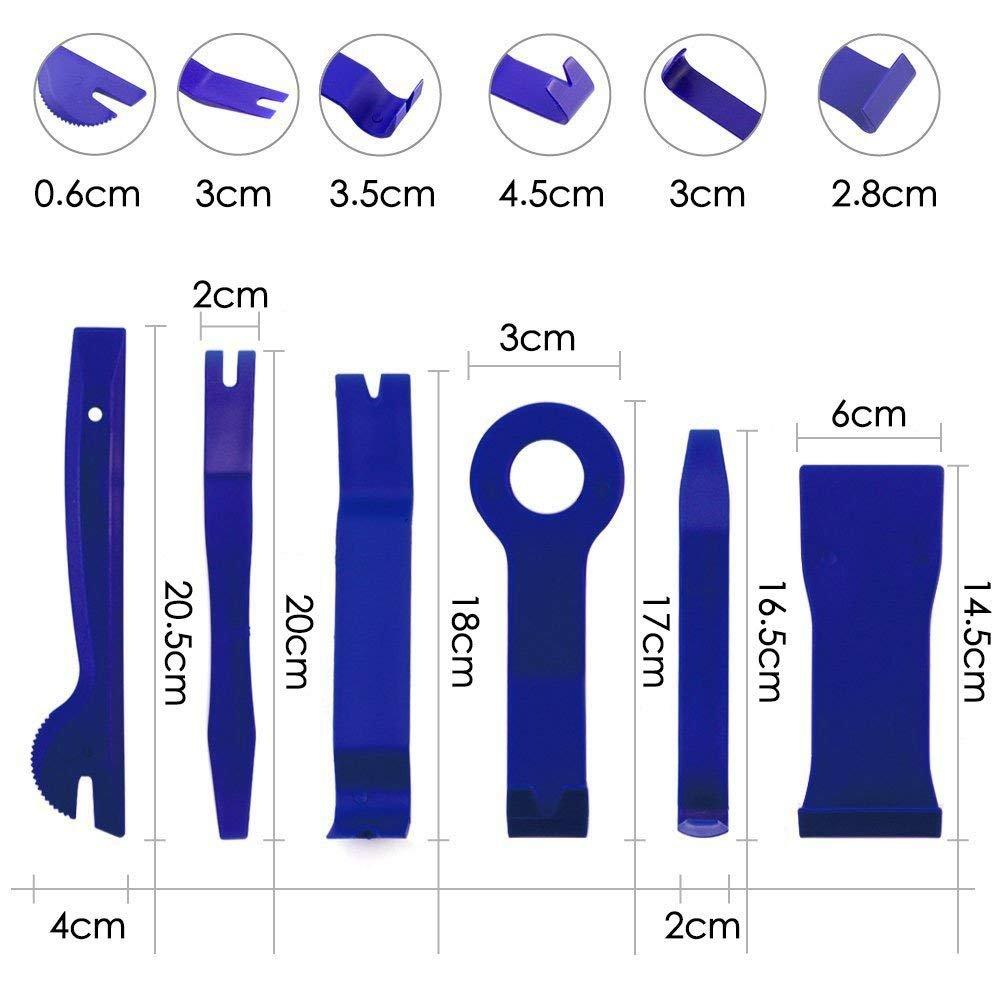 CAVLA 12 Piece Set Upholstery Removal Tool Panel Removal Power Seed Removal Tool Clip Clamp Tool (Blue) (12)