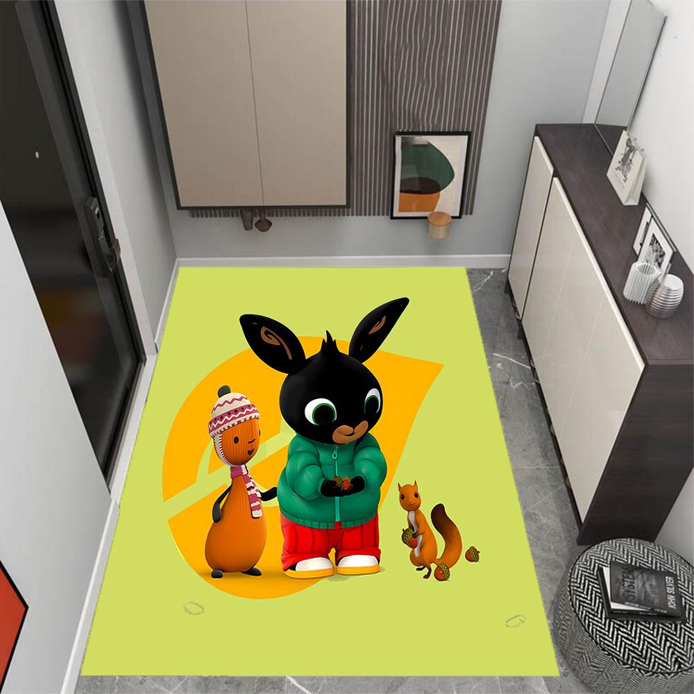 Bing Bunny Colorful Adventure Themed Anti-Slip Rugs - Polyester Home Decor, Suitable for Bedrooms, Living Rooms, Doorways, Studios, and Decorations