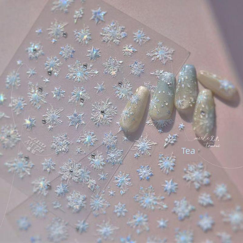 

Best Selling Snowflake Bright Crystal Nail Art Sticker White Christmas Snowflake Ornament Japanese Style Loose Three-Dimensional Sticker Tomoni Blue snowflake