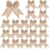 20 Pieces Burlap Bows Burlap Bow Knot Handmade Burlap Decorative Bowknot Natural Ornament Bow for Christmas Decoration Tree Festival Holiday Party