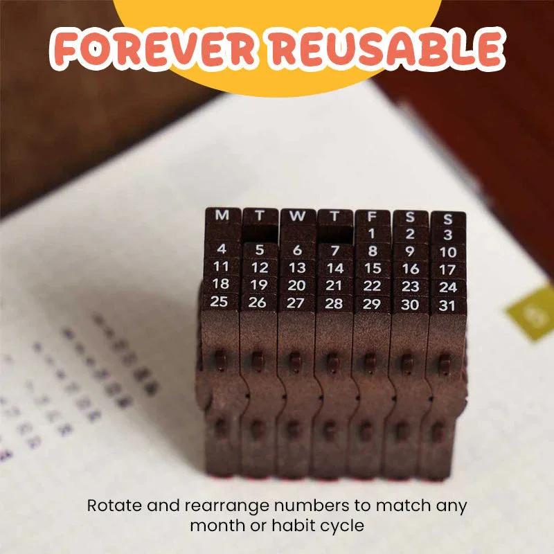 Cute Gift, Household Desktop Portable Calendar, Suitable for Students, Adjustable Date Marker Planner Calendar Stamp