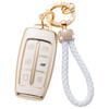 Gold-Rimmed Car Key Set with Diamond Ring Pendant Key Chain