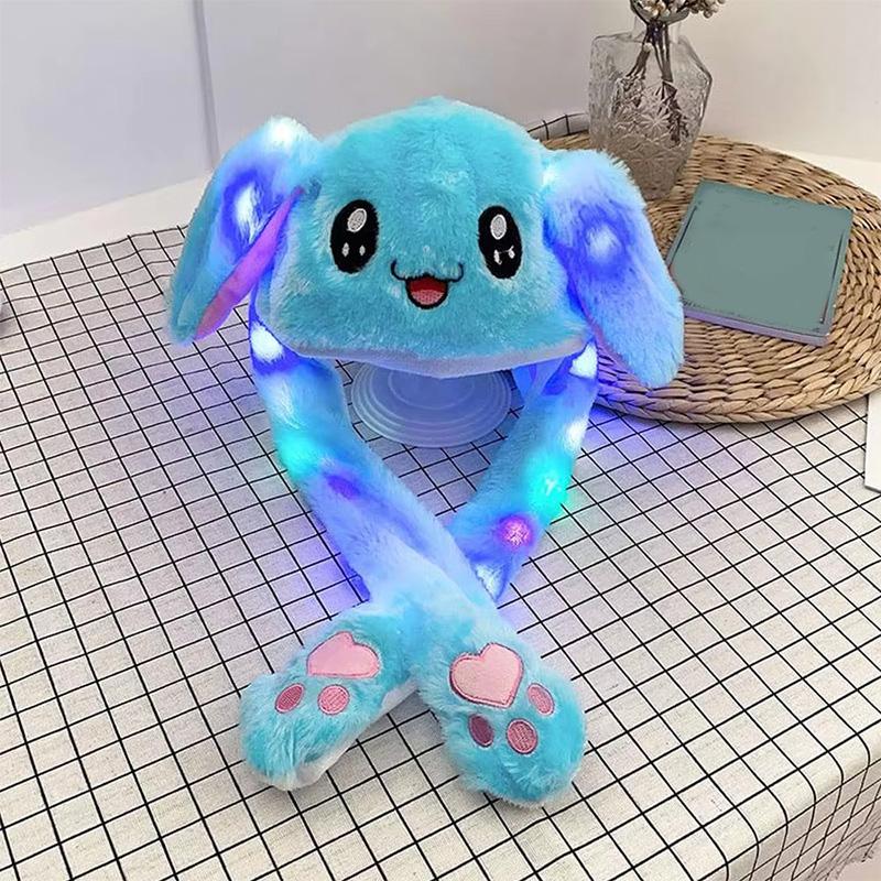 1 pièce Bandeau lumineux amusant Mignon Serre-tête Oreilles Pour Enfants Adultes avec Oreilles Mobiles Chapeau Lapin Peluche Lapin