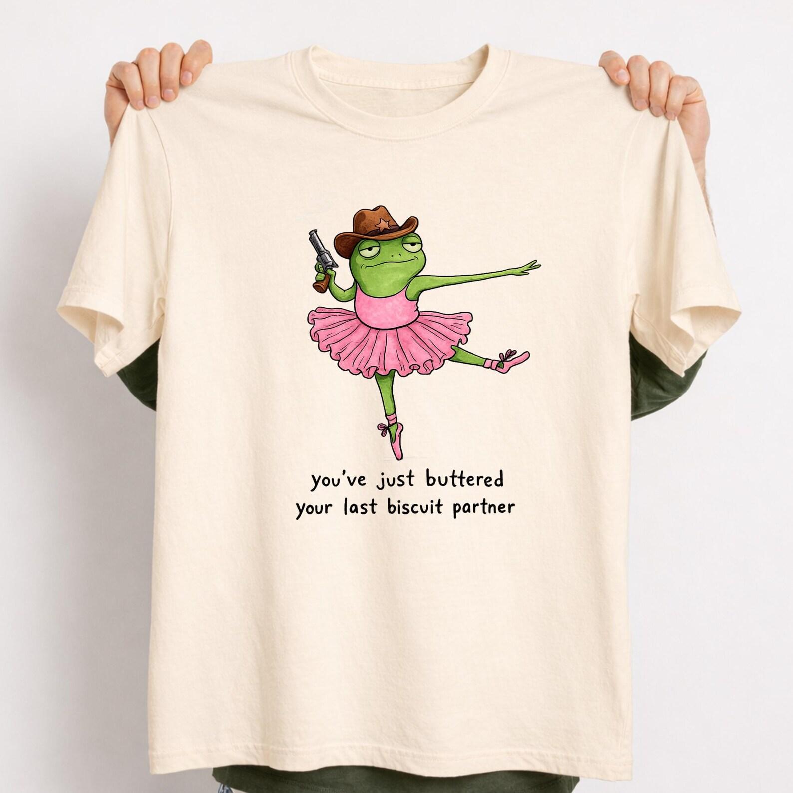 Funny Frog Ballerina Cowboy T-Shirt – Western Meme Shirt S
