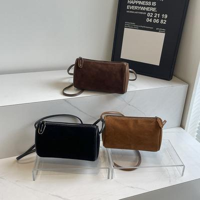 Retro Matte Suede Bag Women's New Simple Casual Daily Shoulder Messenger Bag Commuter Cylinder Bag