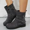 2025New Women Boots Retro Suede Casual Boot Side Zipper Ankle Boots for Women Breathable Canvas Cowboy Boots Botas Mujer