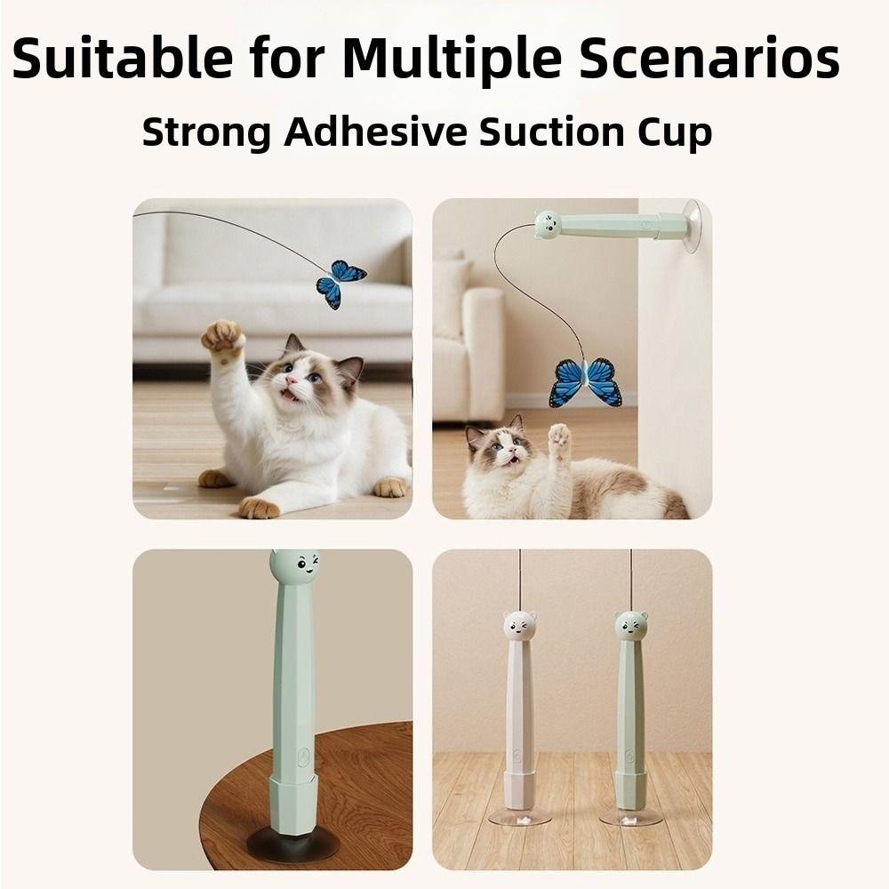 USB-wiederaufladbarer Schmetterling Elektrischer Katzen-Zerrer 360° Rotation Saugnapf-Basis Automatischer Katzen-Zerrer Lange Akkulaufzeit