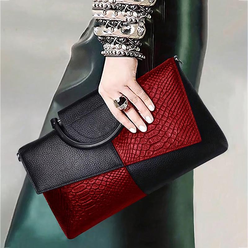 Women s Crocodile Pattern Clutch: Large Capacity Crossbody Evening Bag