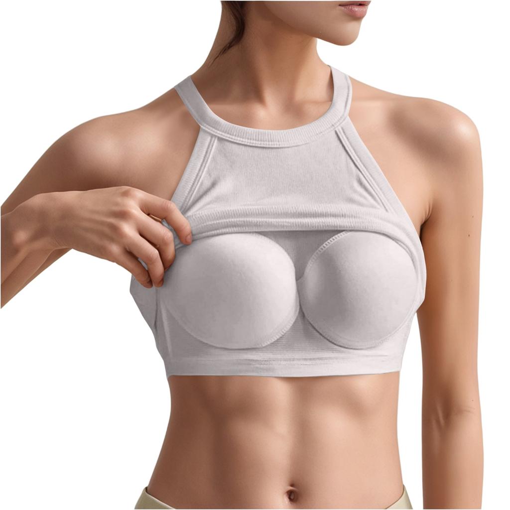 Women's Back Underwear With Chest Cushion Sleeveless Bottom Hanging Neck Tank Top