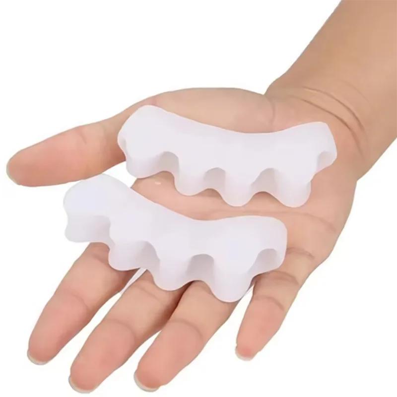 

Защитный разделитель пальцев, подходящий для вальгусной деформации, йоги, гелевый силиконовый корректор для молоткообразных пальцев для женщин, мужчин, выпрямители, перекрывающиеся, 1 пара белый
