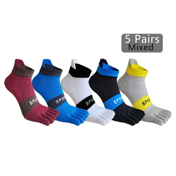 1/5 Pairs Men Ankle 5 Finger Socks Mesh Breathable Compression Sweat-Absorbing Shallow Mouth Fitness Hiking Sport Boat Toe Socks