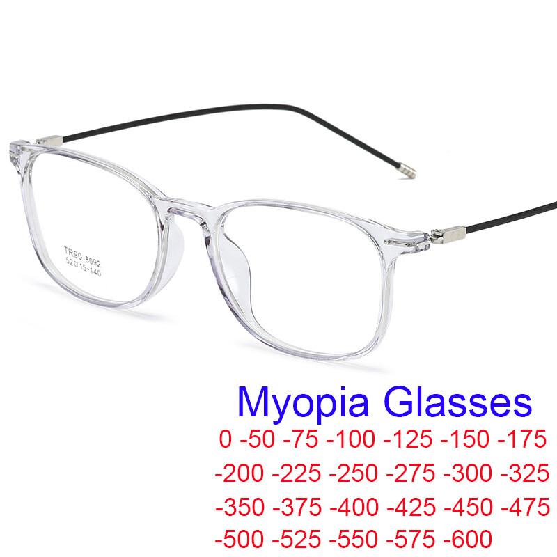 TR90 Presbyopia Corrective Prescription Corrective Vintage Spectacle Diopter Minus Clear Unisex Transparent Rectangular Square Blocking Glasses