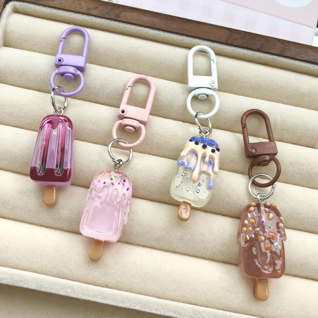 Cute Cartoon Ice Cream Keychain Durable Resin Key Ring For Bag Charm Accessory Perfect Gift For Friends Kids Birthday Party