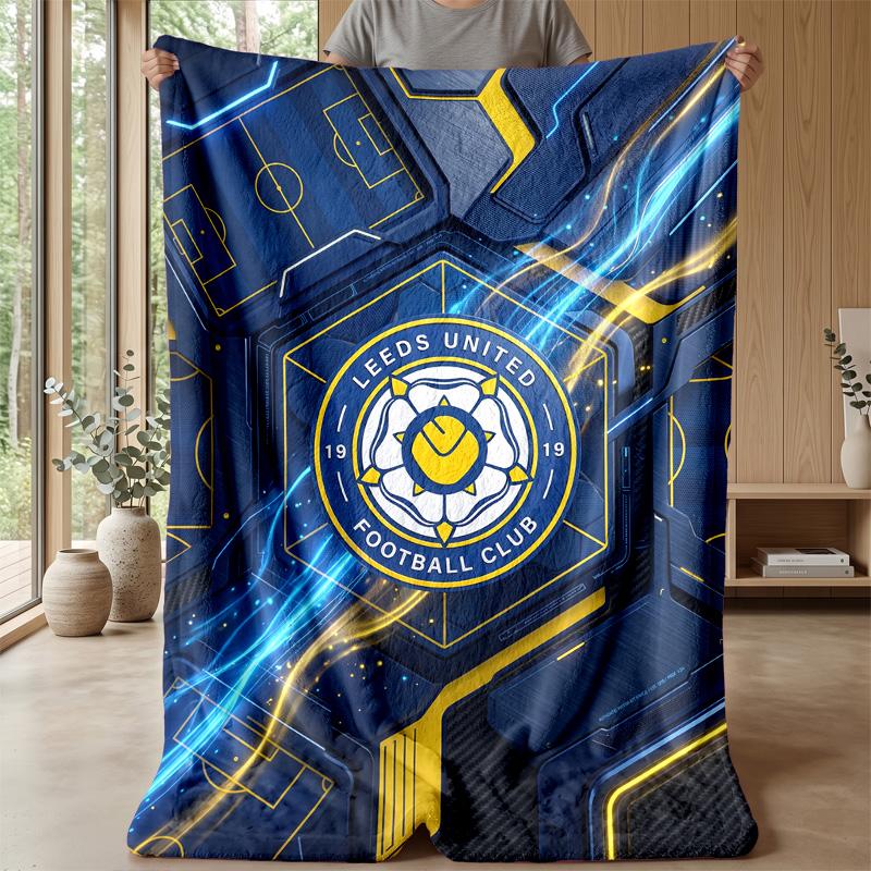 Coperta in Flanella con Stampa Leeds United, Morbida Calda Leggera Coperta da Divano Letto Campeggio