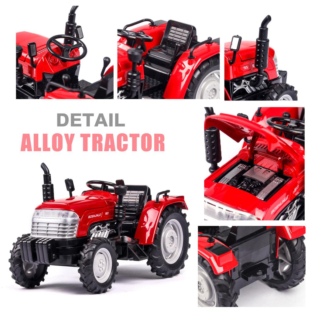 1:32 Farm Specific Tractor Alloy Model Toy Car Sound Light Doors Opened Pull Back Farmer's Cars Models Kids Birthday Gifts