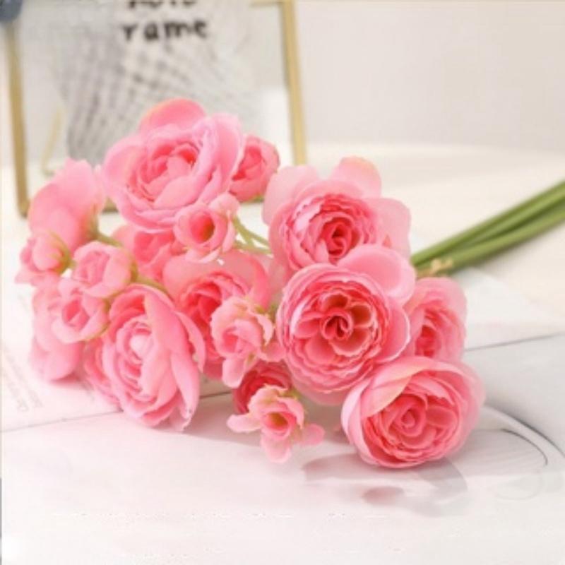 

Искусственные цветы камелии с 24 головками, букет пионов и роз, цветок невесты для свадьбы, вечеринки, офиса, украшения дома