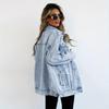 Women's Oversized Ripped Denim Boyfriend Jacket
