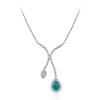 Shine Wing 2023 European-American S925 Silver High Carbon Diamond Mermaid Love Necklace with Paraiba Tourmaline Green.