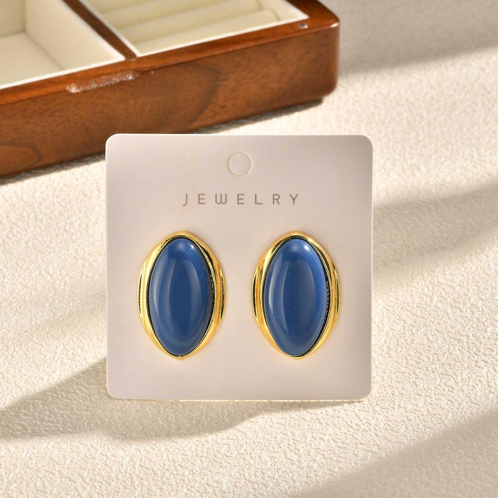 Vintage Luxury Large Geometry Oval Stud Earrings for Women Girls Fashion Metal Charms Piercing Jewelry Accessories Gifts