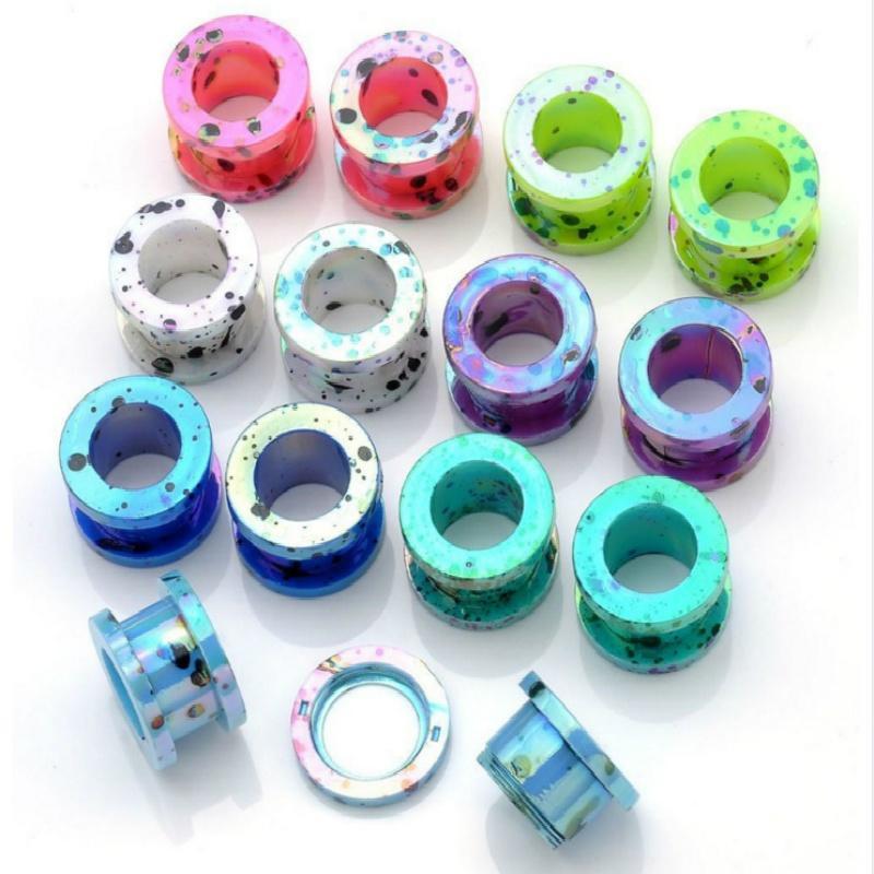 

1 пара модных акриловых красочных цветочных сережек с телесными туннелями, пробки для ушных манометров