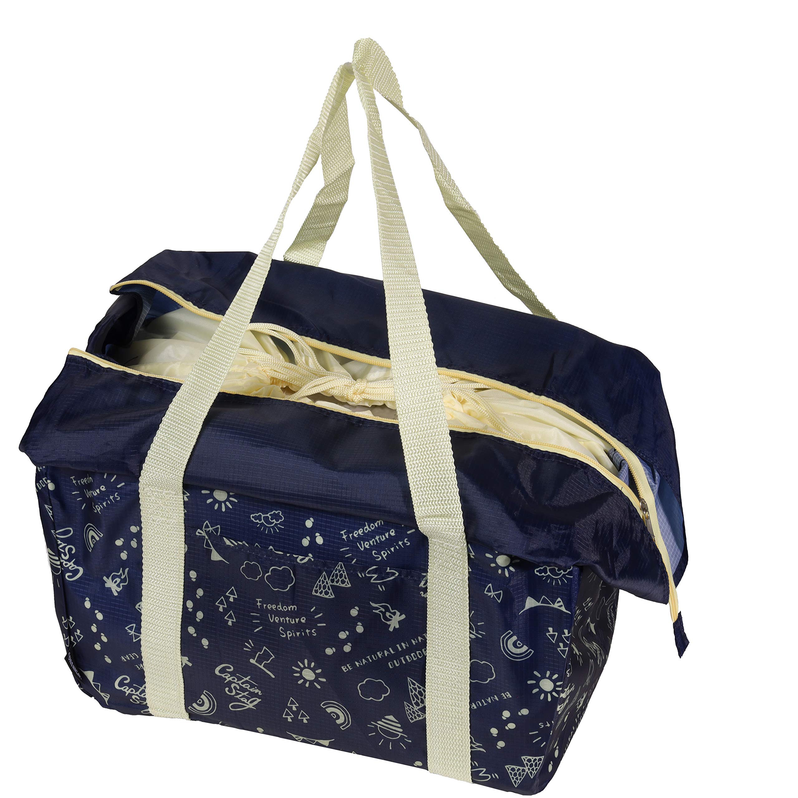 

Captain Stag Eco Insulated Shopping Bag with Width x Depth x Height 230mm Bag, Drawstring, Navy, Blanche, UL-2055, 410/340mm 320/240mm