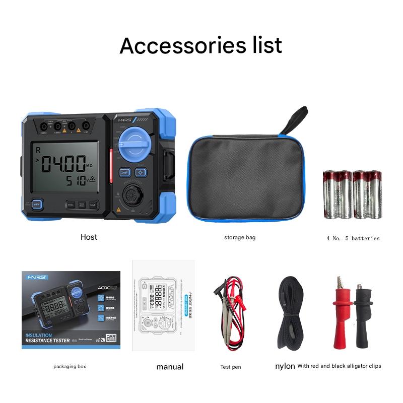 FNIRSI Megaohmmeter Insulation Resistance Tester 100/500/2500V High-precision Digital Shake Meter MRT1050