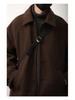 Unisex Japanese Woolen Jacket: Autumn/Winter Retro Loose Fit with Lapel, Oversized Casual Style.
