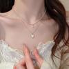 New Simple Metal Imitation Pearl Beaded Pendant Necklace Moon Metal Link Splicing Choker for Women Ladies Jewelry Wedding Gifts