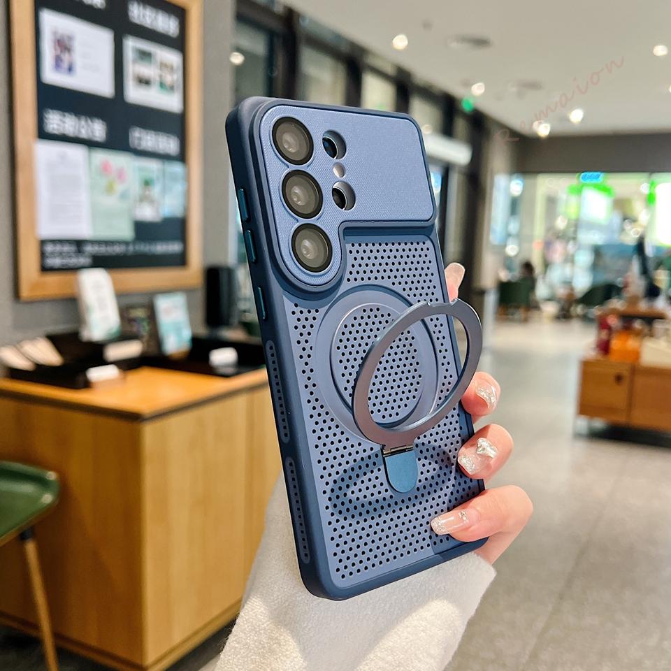 New Heat Dissipation Kickstand Magnetic Phone Case for Samsung Galaxy S26 S24 S25 Ultra Magsafe Stand Shockproof Protector Cover