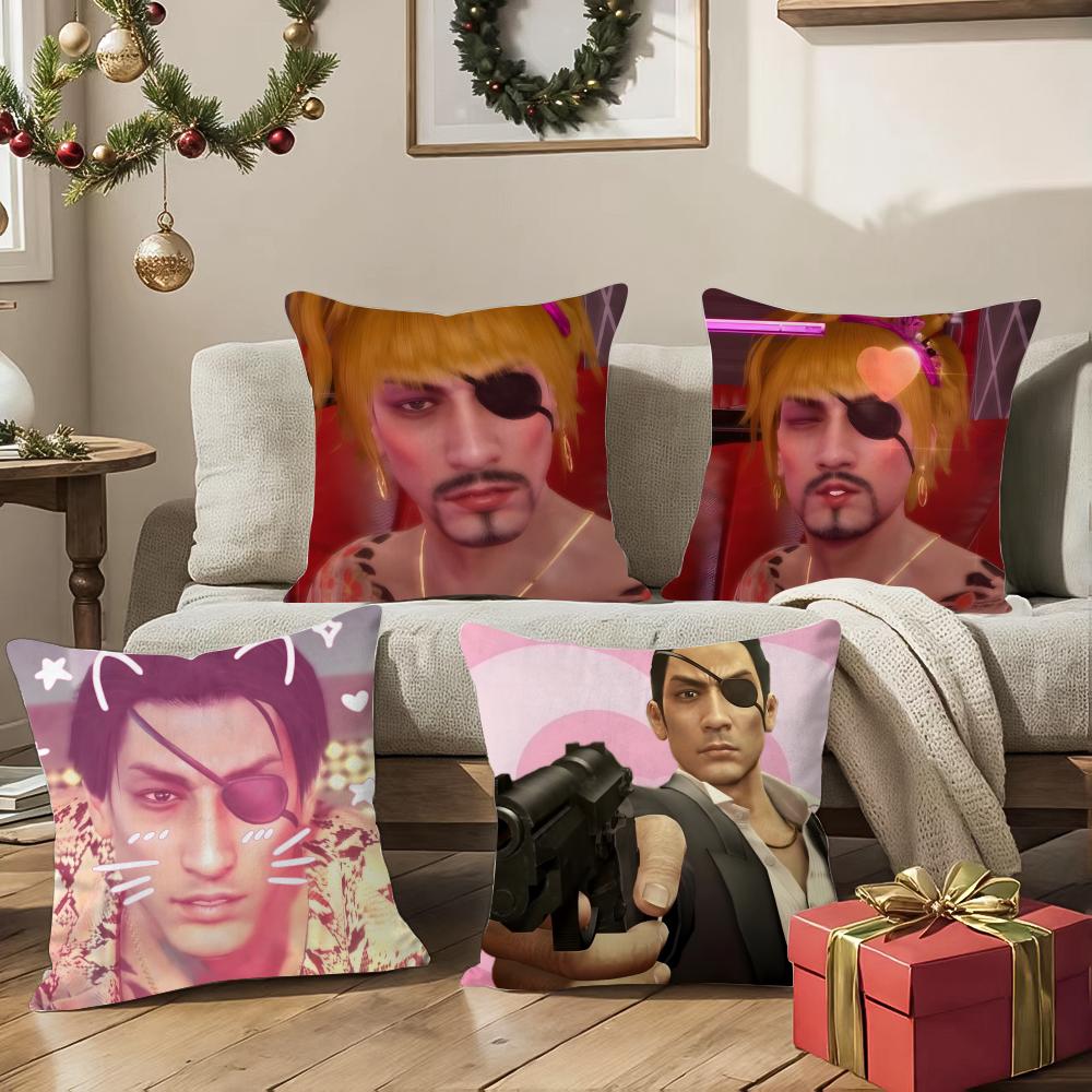 Goro Majima Yakuza Meme Pillow Case Silky Short Plush With Invisible Zipper Dustproof Sofa Cushion Cover For Home Decor