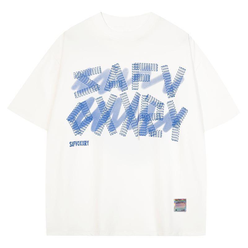 2025 Summer Men's trendy brand design sense letter print 100% pure cotton T-shirt Hip-hop style versatile top