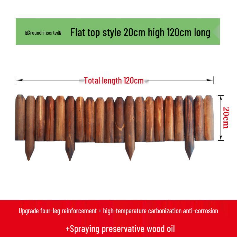 Carbonized Anticorrosive Wooden Picket Fence for Indoor & Outdoor Gardens, Balconies, and Courtyards.