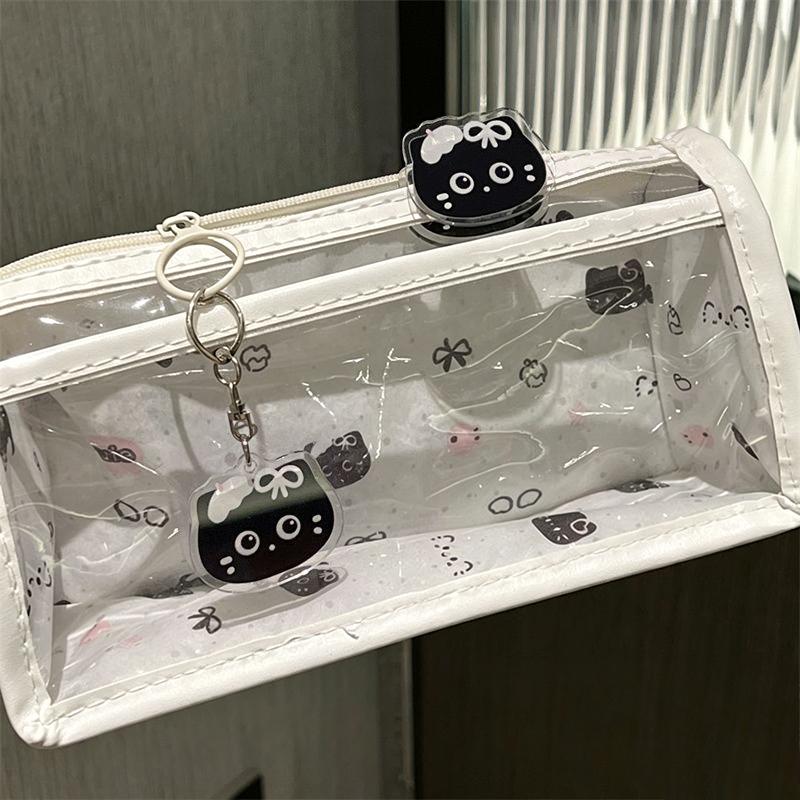 Cute Cartoon Translucent Pencil Case Double Layer Large Capacity Stationery Storage for Kids Students Art Class School Use
