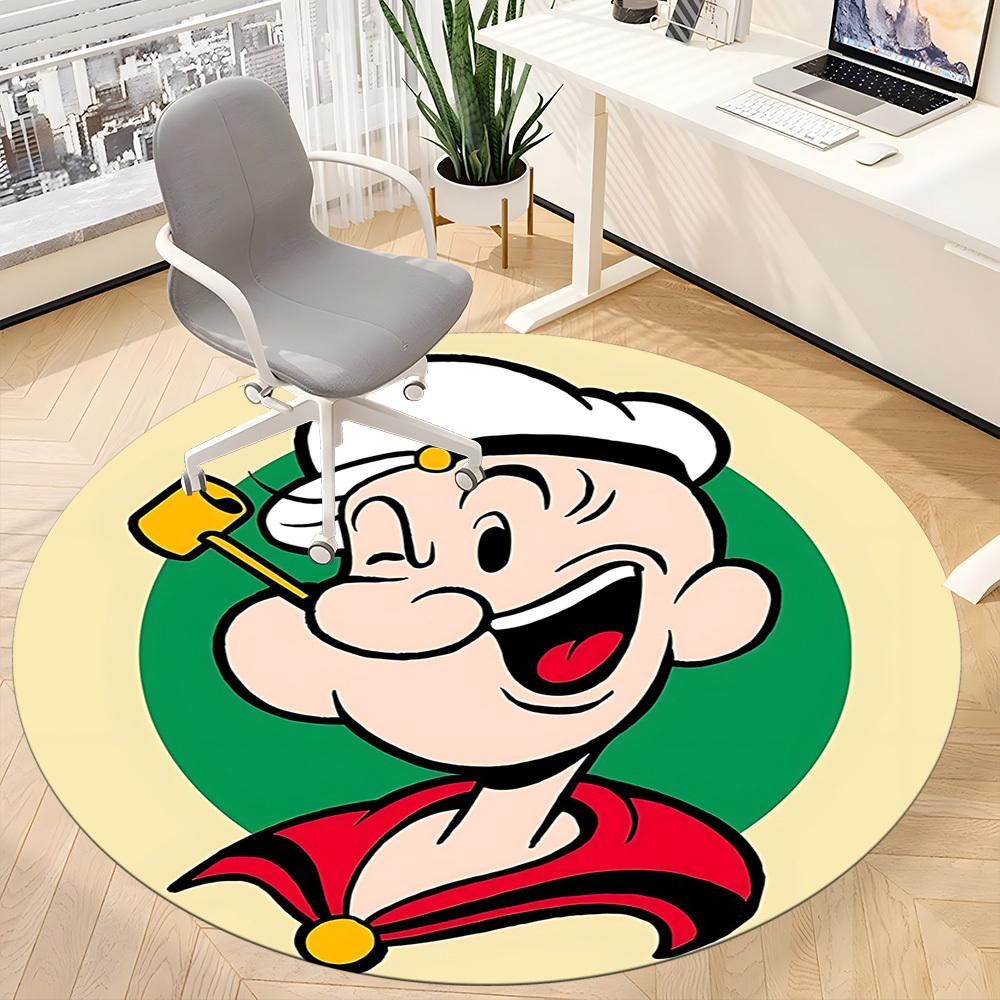 1pc Popeye Sailor Office Round Area Rug, Under Office Chairs Bedroom Living Room Home Decor, Room Deco