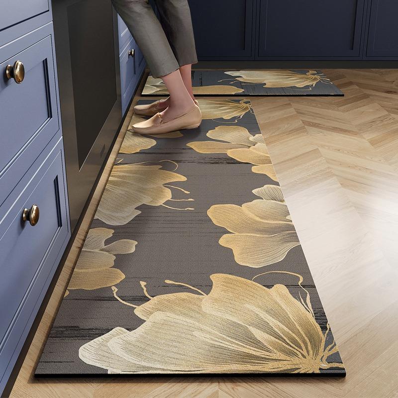 Kitchen Floor Mat Waterproof Non-slip Pvc Carpet Leather Mats Oil-proof Non-slip Area Rug Home Decoration