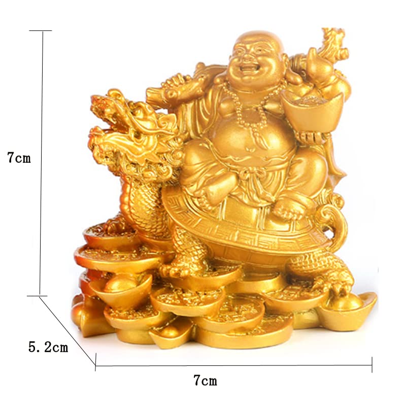 Hotei Buddha Seven Lucky Decorative Hotei Sitting On a Dragon Maitreya Auspicious Good Increases Feng Shui Item Statue, Figurine, Gods, Object,