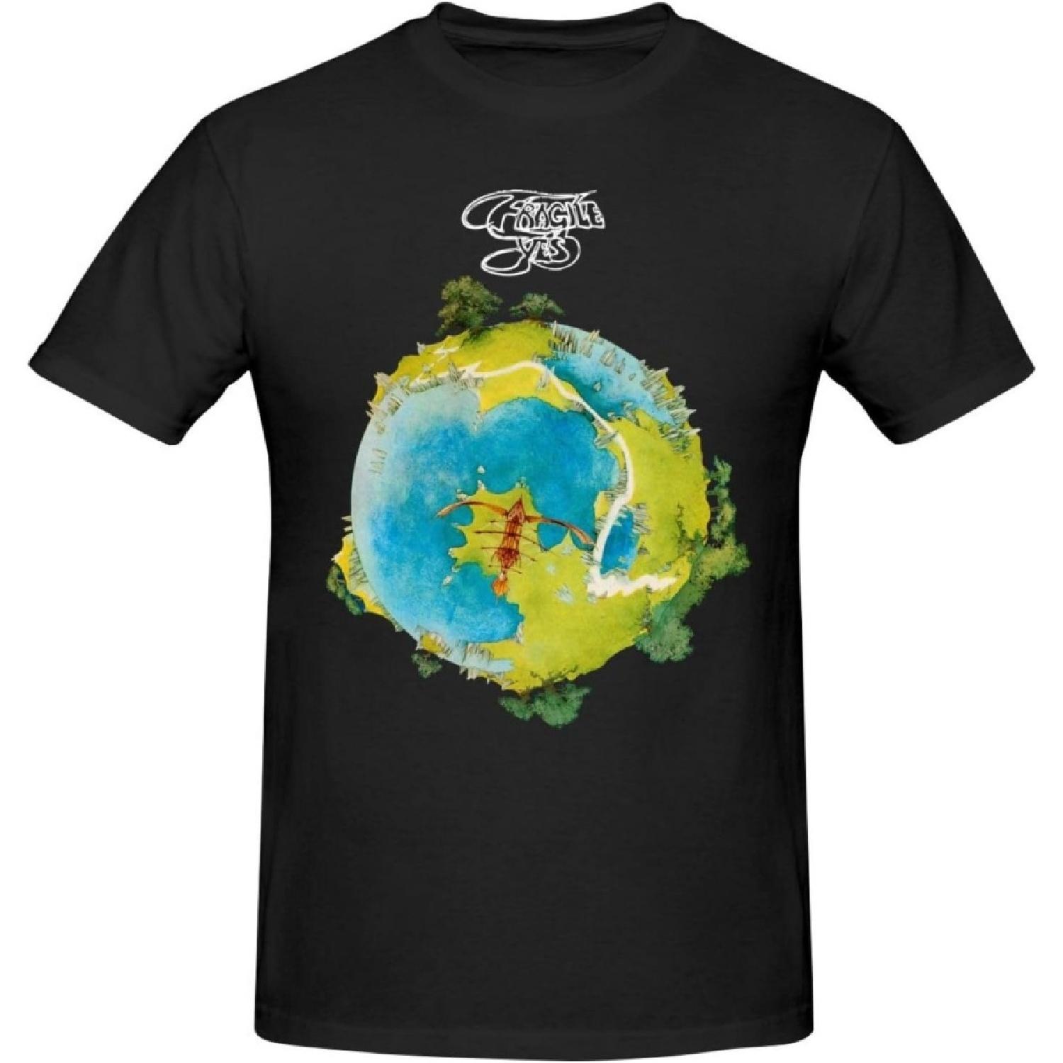 JOISOMI Men s T-Shirt Yes Rock Band Short Sleeve T-Shirt for Men Loose Fit Workout Shirts S