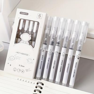 Neue 6-teilige Schnelltrocknende Gelstifte, 0,5 mm Feine Spitze, Schwarze Tinte - Ideal für Studenten & Bürogebrauch