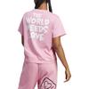 Adidas Bedruckter Buchstaben Rundhals Pullover Kurzarm T-Shirt Damen Oberteile Rosa HZ9003