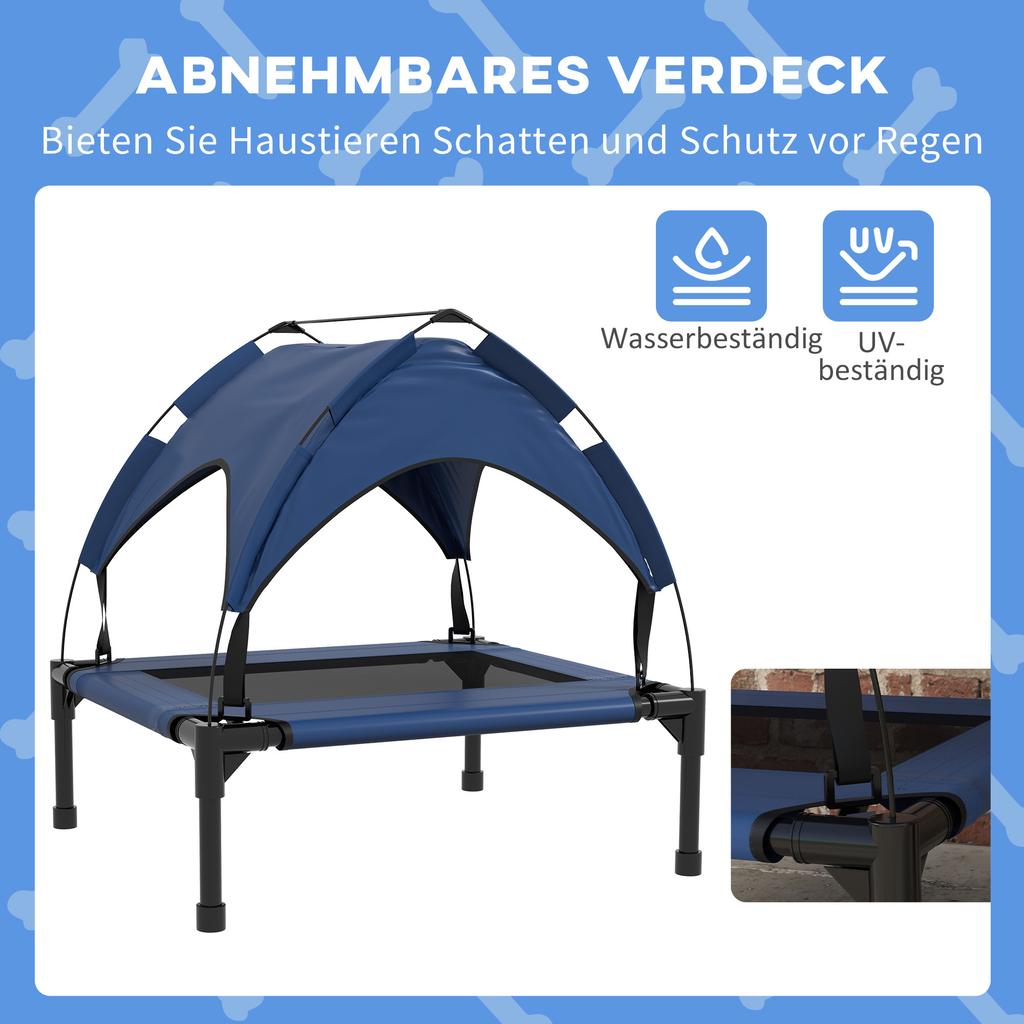 Cooling Raised Pet Bed W/ Washable Breathable Mesh, for Small Medium Dogs, 76 X 61 X 69.5cm - Dark Blue