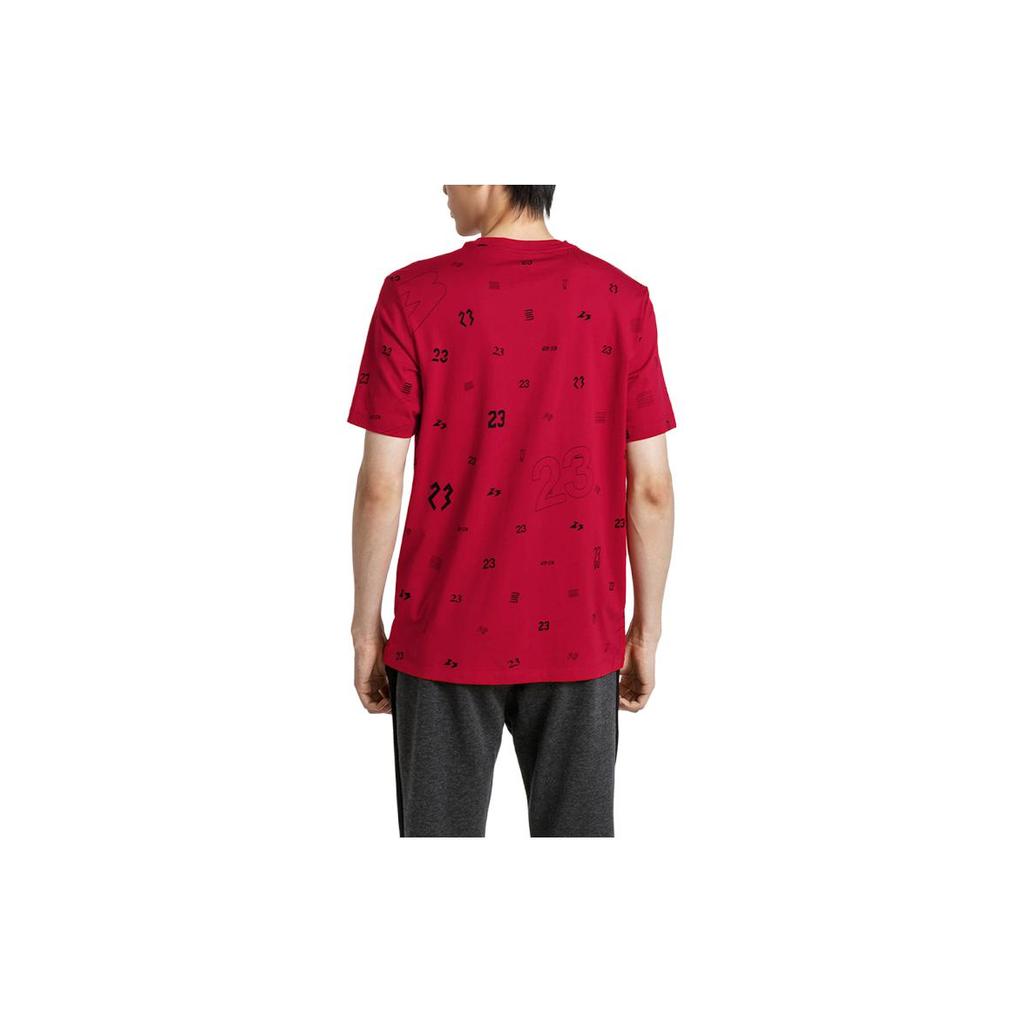 Jordan T Shirts Men's Red Crew Neck Moderate Straight Fit AT0551-687