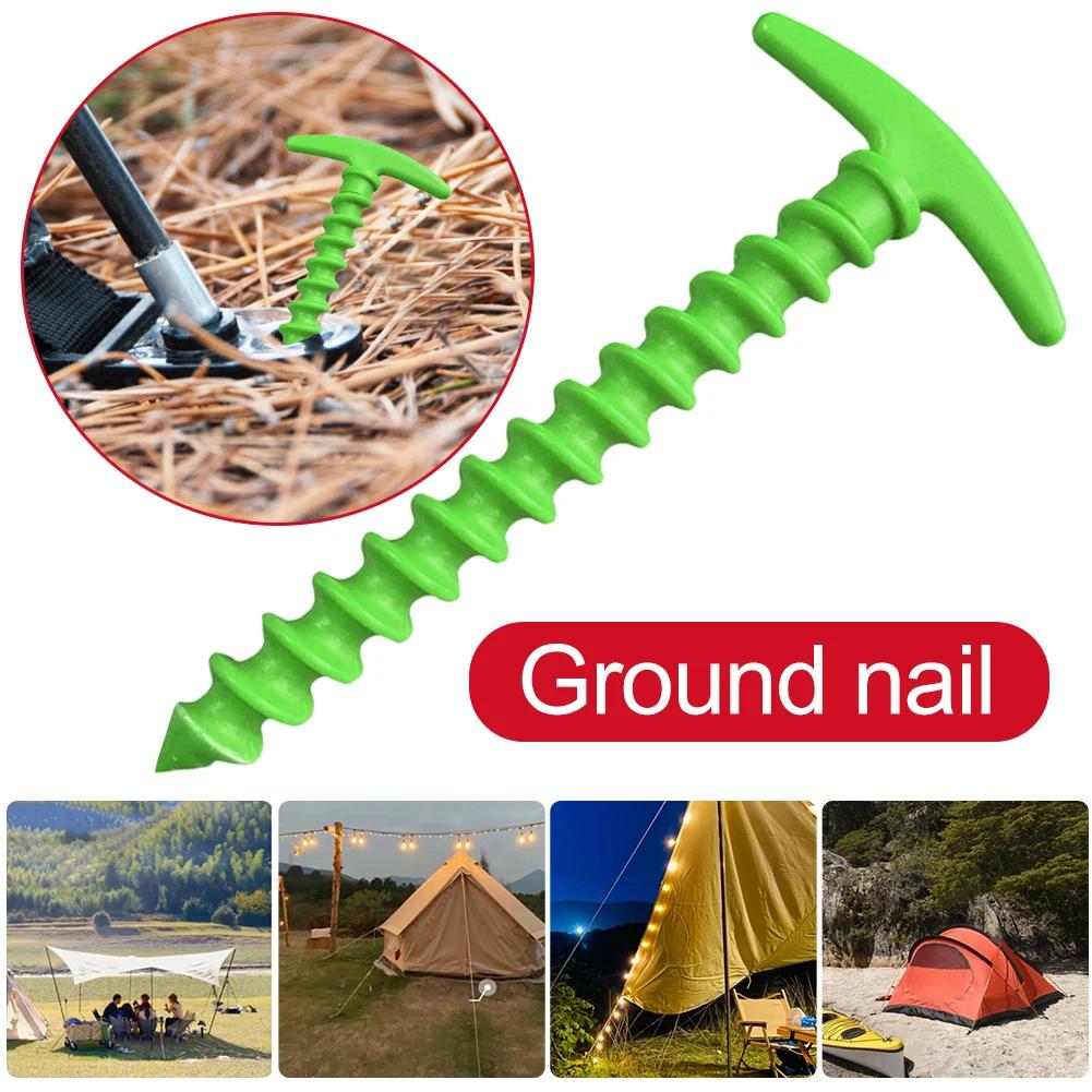50-10PC Outdoor Screw Anchor Stakes Hiking Tent Stakes Pin Mount Outdoor Camping Peg Ground Nails Spiral Plastic Fixing Supplies