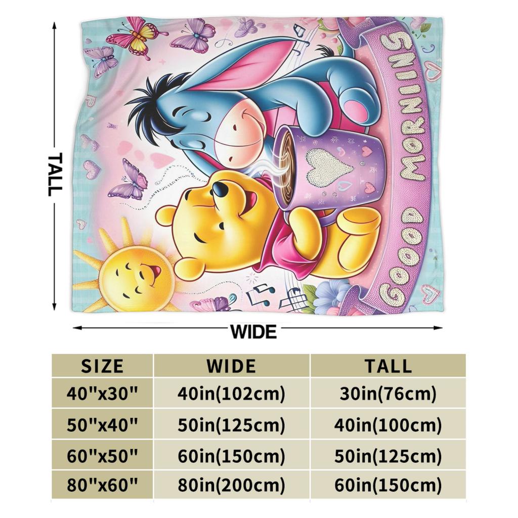 Winnie the Pooh Eeyore Coperte Pile Estate Aria Condizionata Cartone Animato Leggero Sottile Coperte Plaid per Casa Auto Tappeto Pezzo
