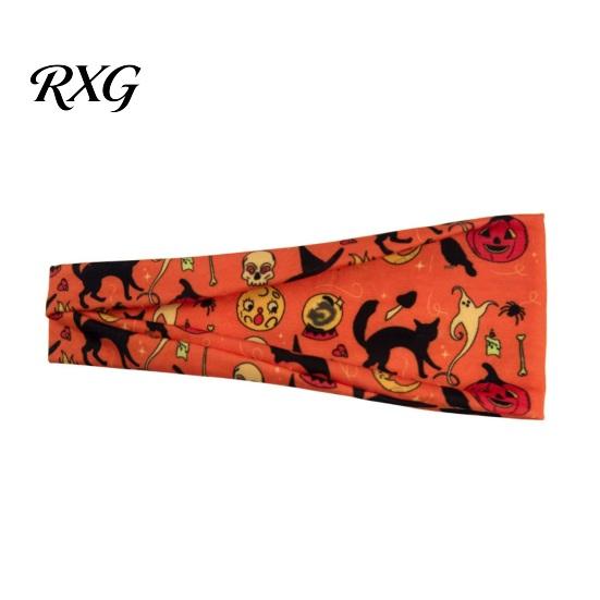 Skull Pumpkin Headband Halloween Headbands for Women, Cute Ghost Bat Cat Skeleton Wide Hair Bands, For Running Breathable Stretchy Non-Slip Headbands,